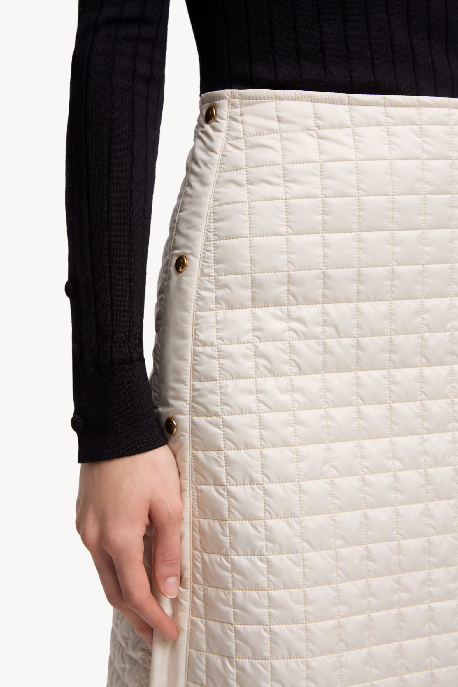 Square-Quilted Padded Midi Skirt Women Light Beige Moncler 6